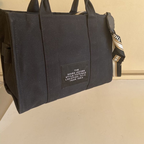 Marc Jacobs The Tote Bag Medium, black cotton canvas shoulder bag
