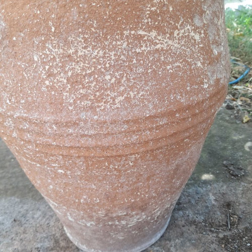 Cretan ceramic jar used antique with crack, 62cm height