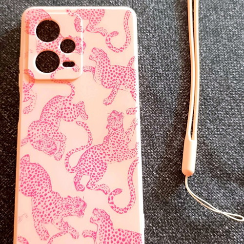 Θήκη TPU Xiaomi Redmi Note 12 Pro ροζ με σχέδιο λεοπάρδαλη και λουράκι καινούργια