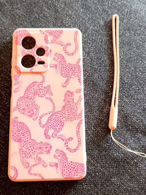 Θήκη TPU Xiaomi Redmi Note 12 Pro ροζ με σχέδιο λεοπάρδαλη και λουράκι καινούργια