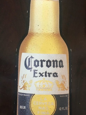 Corona metal promotional sign used