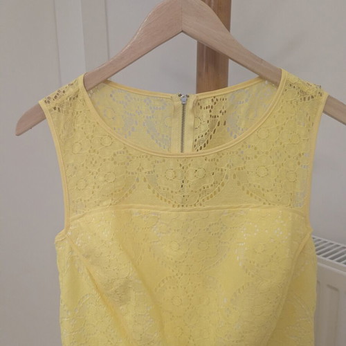 Adrianna Papell Bright Yellow Lace A-Line Dress like new
