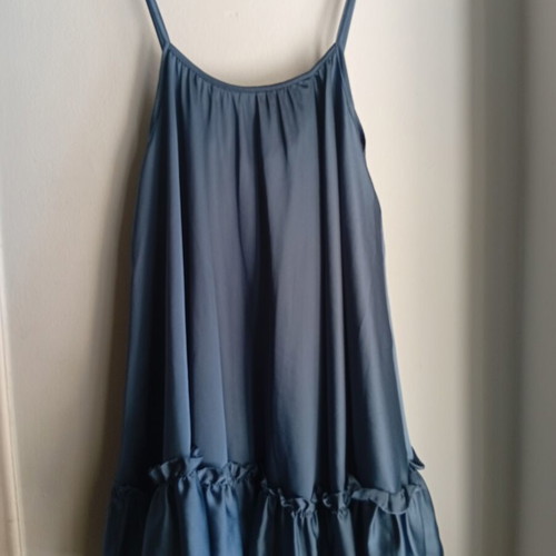 Short satin dress new, blue, one size