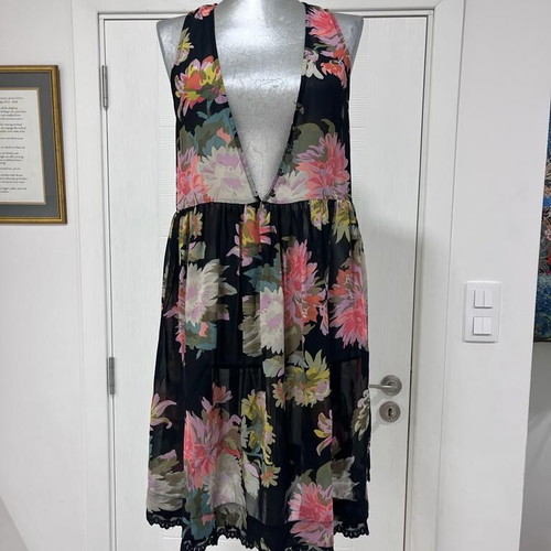 Maeve Anthropologie Violetta Babydoll Dress Tunic Sheer Floral Lace Size XS like new