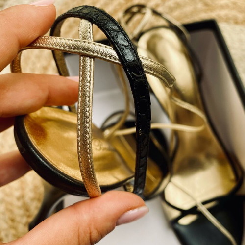 Pelle Moda Di Beatrice lace-up high-heels like new, black and gold