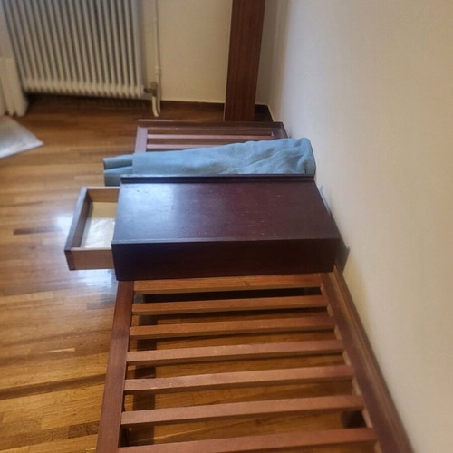 Wooden solid sofa bed used with nightstand