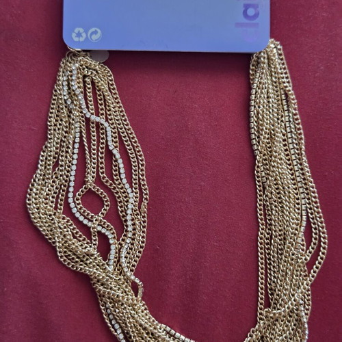 Claire's statement multi-strand gold necklace with rhinestones
