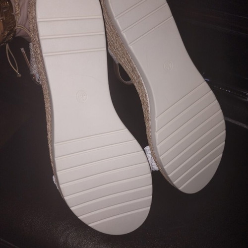 Sandals platform new, white and beige, size 43 approx