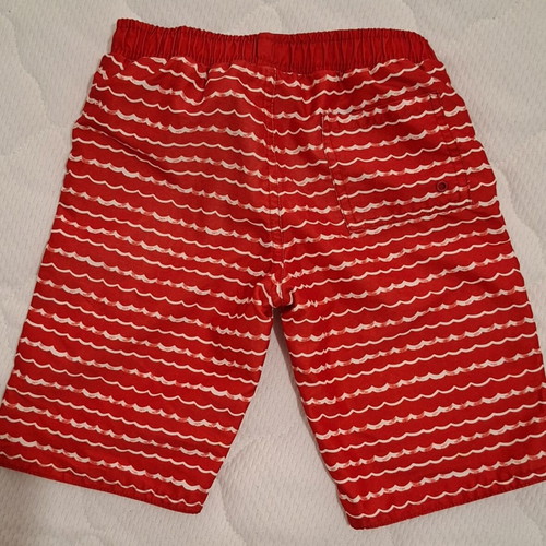 Mothercare swimsuit used for 5-6 years, red with white wave design, size 116 cm