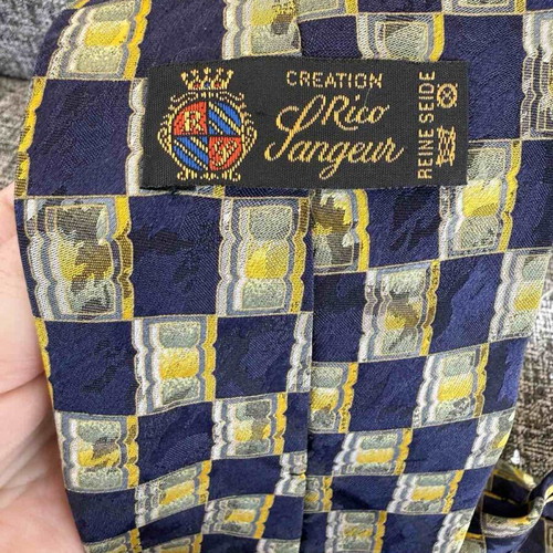 Rico Sangeur vintage premium silk tie like new, blue and yellow