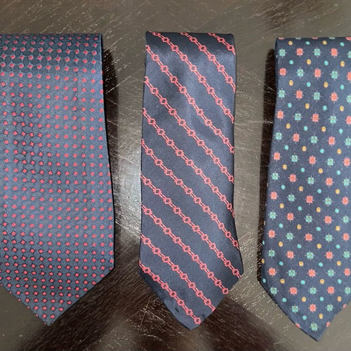 Set of 3 Men's Ties Dark Blue with Red and Multicolor Details like new