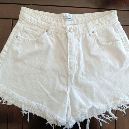 Pink Woman white high-waist denim shorts like new, size L