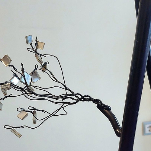 Metal floor candle holder with flexible branches, gothic style