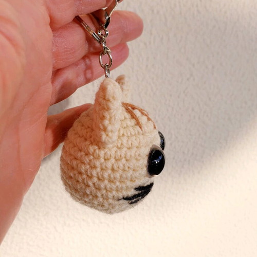 Keychain Charm Bag Cat Cream Amigurumi Knitted Handmade New