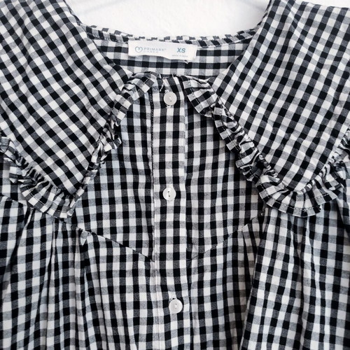 Peter Pan Collar Gingham Shirt Primark like new, black and white, XS