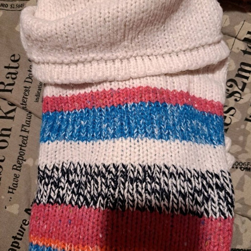 Knitted turtleneck sweater white with stripes size S/M like new