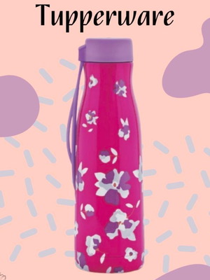 Μπουκάλι θερμός Tupperware Fashion Flask 410ml καινούργιο με μοτίβο Pink Punch