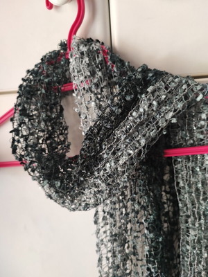 Black gray scarf new, 1.45 x 38 cm