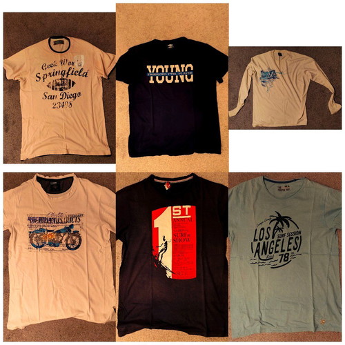 Pack of 6 t-shirts like new, 5 short sleeve and 1 long sleeve, Large/XL