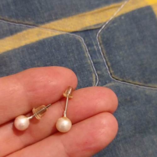 Earrings set like new, 3 pairs with gold, silver, and pearls