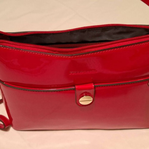 Francinel red patent leather shoulder and handbag
