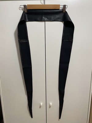 Black tied belt made of leatherette like new