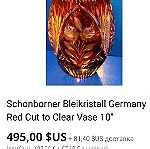  Βάζο Schonborner Bleikristall, κρύσταλλο Γερμανίας 1950