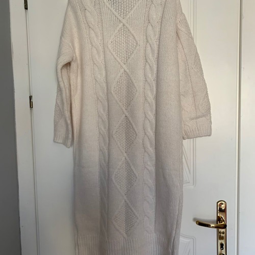 M&S knitted cardigan new, beige and white