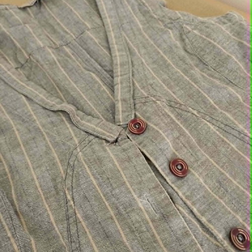 Attrattivo linen vest used, beige and grey striped, size S
