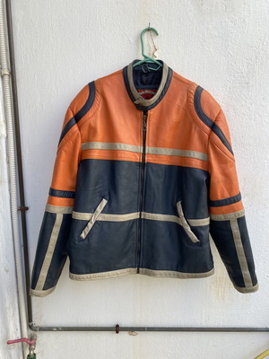 Leather motorcycle jacket used, size XL, Blue Union