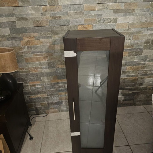 Wall furniture set like new, 2 cabinets with glass door and 2 shelves wenge