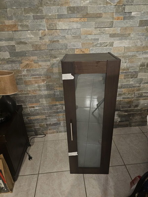 Wall furniture set like new, 2 cabinets with glass door and 2 shelves wenge