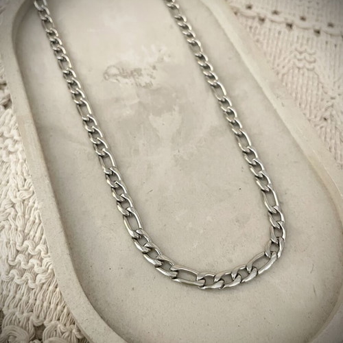 Unisex stainless steel chain necklace new, silver color