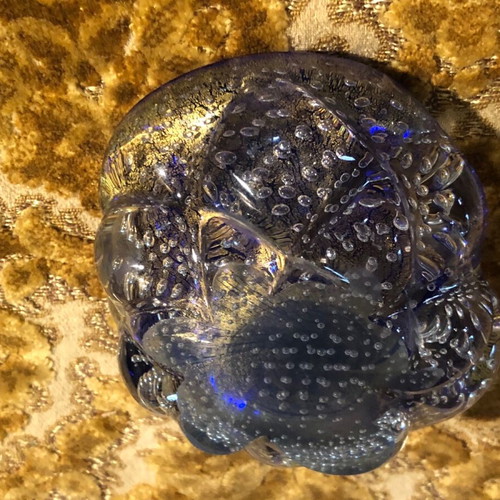 Authentic vintage Italian blue Murano ashtray 1960s like new