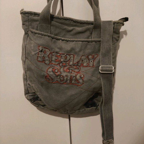 Replay shoulder bag fabric like new, gray and blue with extra strap