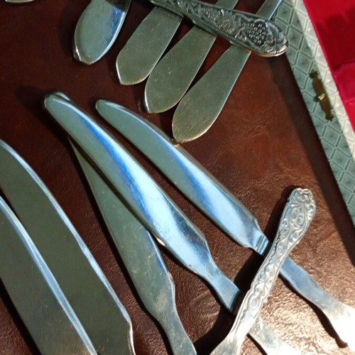 Vintage silver-plated knife sets like new, total 12 pieces