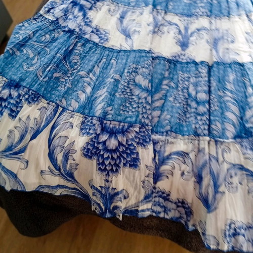 Pomodoro maxi spring skirt, XXL - XXXL, white and blue
