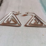 Silver 925 earrings hoops with triangular spiral new