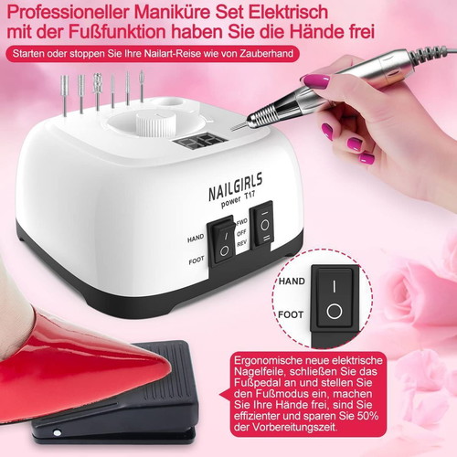 Electric Nail Drill with Pedal 35000 RPM Digital Display New