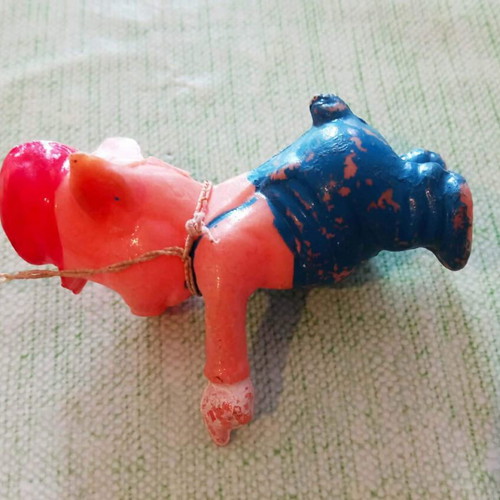 Vintage small celluloid pig toy used