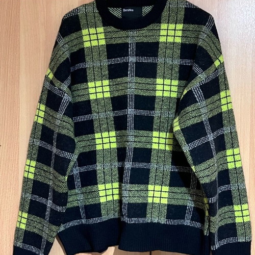 Bershka green checked sweater like new