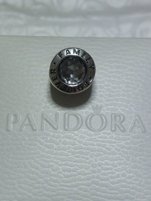 Pandora charm καινούργιο με μεγάλο ζιργκόν και χάραξη family for ever