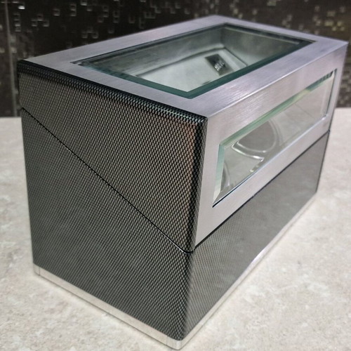 Rapport of London Twin Watch Winder like new, glass and carbon fiber