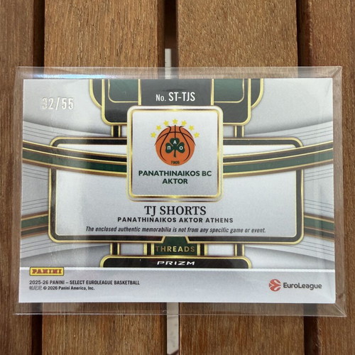 Tj Shorts Patch 32/55 Numbered Euroleague Select 2025-2026 Like New