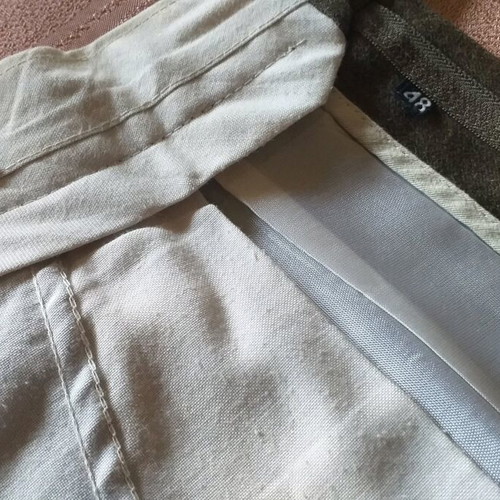 Men's checked wool jacket and olive brown trousers used