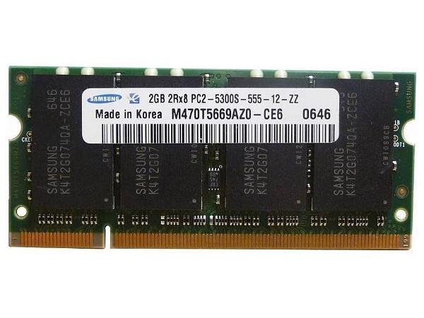  kit Samsung 2ch2GB DDR2 PC2-5300 200-Pin Laptop SODIMM