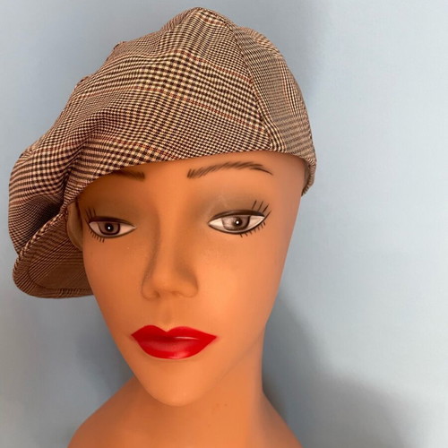 Spicchi Houndstooth Newsboy Cap like new, beige checked