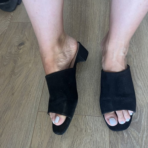 Migato black suede mules used, low heel 3.5 cm, size 39