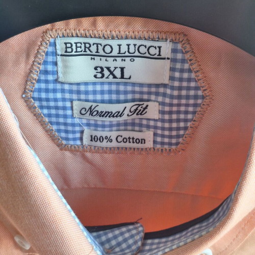 Berto Lucci Salmon Cotton Shirt XXL, new with tags