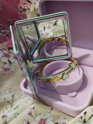 Square bag mirror new with magnifying glass